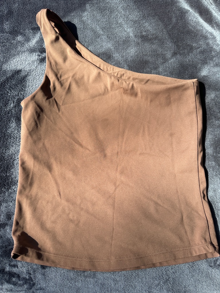 One-Shoulder Brown Tank Top